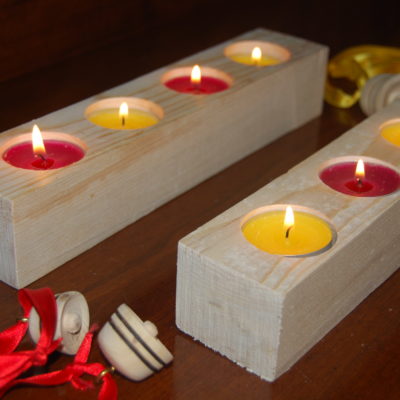 Porta candele in legno di abete